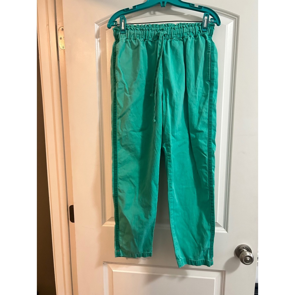 Xirena Womens Green Cotton Paperbag Waist‎ Side Stripe Tapered Pants Size M